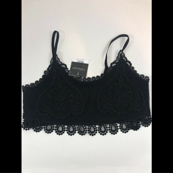 NWT Topshop Crochet Bralette in Black   [SZ‎ 6 US/ 10 UK ] - Picture 3 of 8